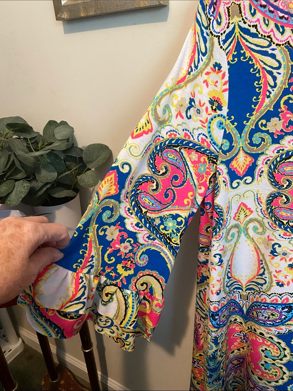 Honeyme Vibrant Paisley Swing Dress in Multi-Color Size Large - Picture 3 of 4